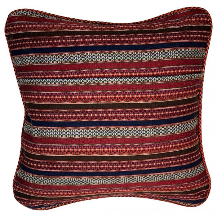Wool Square Pillow Cover & Insert, Red/Black Geometic