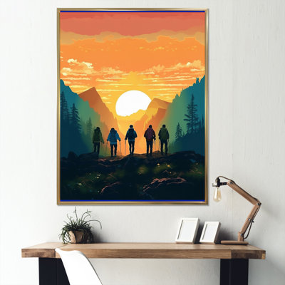 Jaune sarcelle audacieux, randonnée audacieuse, coucher de soleil III sur toile