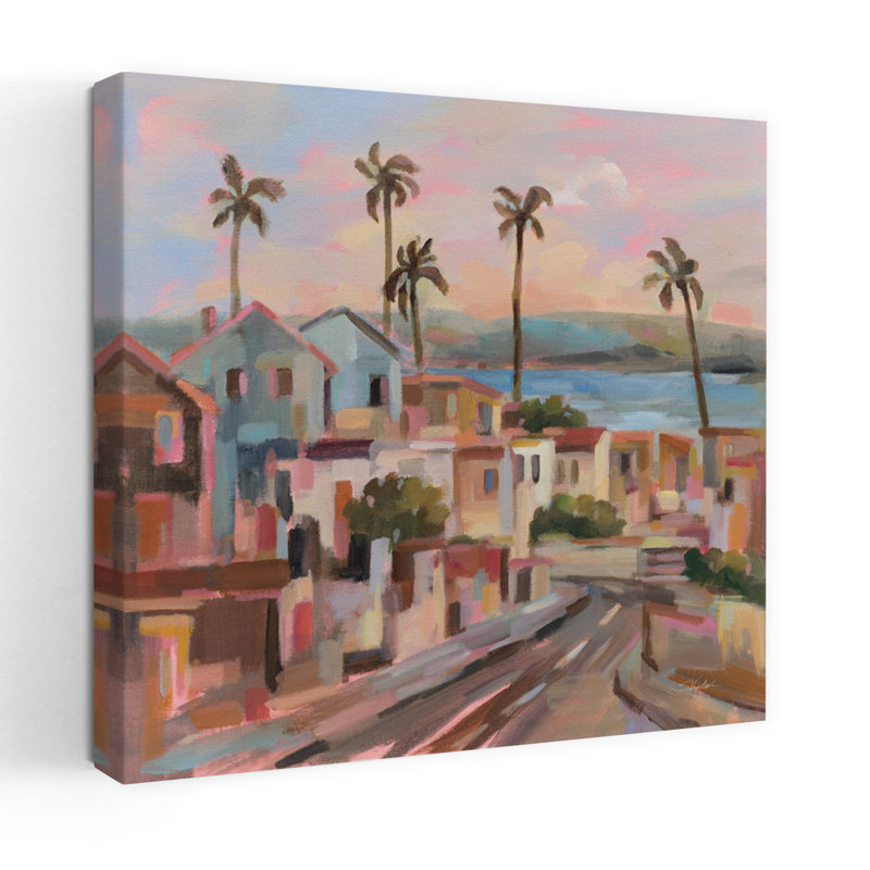 California Sunrise Street, art contemporain de l'océan, H 32 po x l 32 po