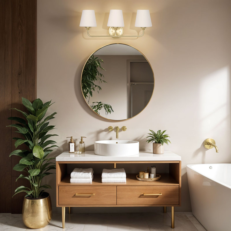 Roberts 3-Light Vanity Light - Brushed Gold, Gold