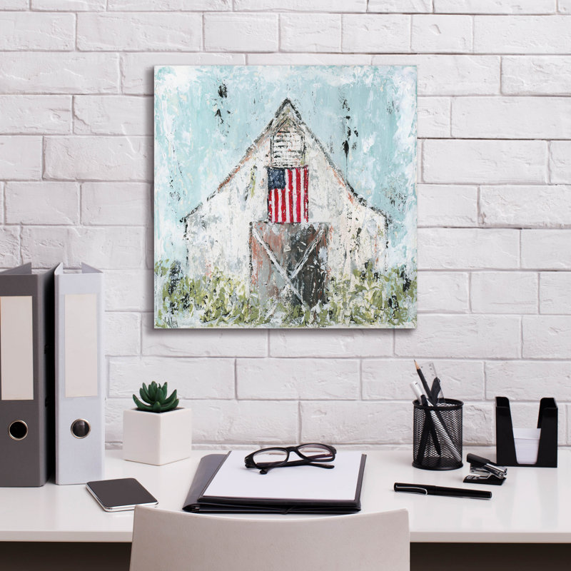 «Americana Barn» par Ashley Bradley, art mural sur toile, 18 po x 18 po, H 18 po x l 18 po x P 0,75 po