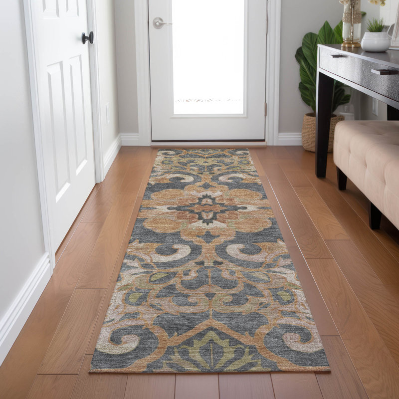 Machine Washable Indoor/Outdoor Xhevrie Terracotta Rug, Runner 2'3" x 7'6"