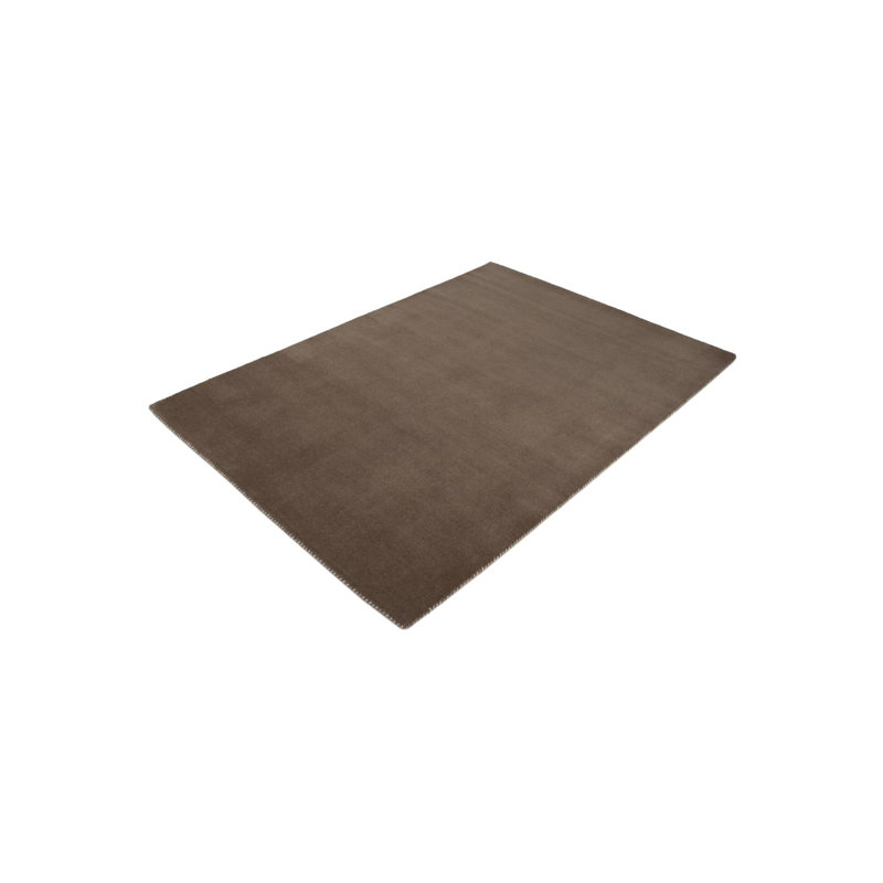 Solid Colour Wool Hand Woven Area Rug, Rectangle 140 x 200cm, Taupe