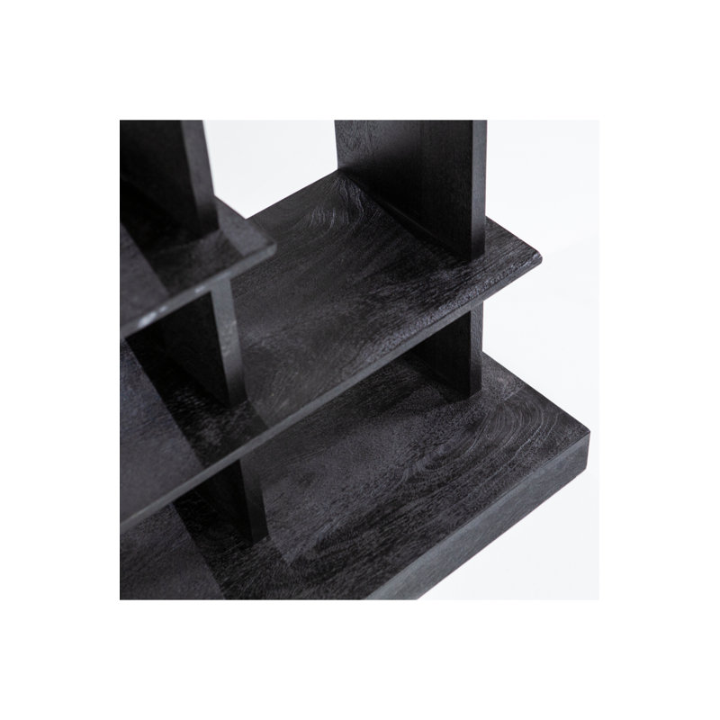 Black Mango Wood Geometric 8-Tier Bookcase