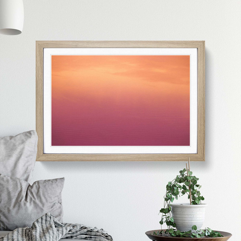 Peach Seascape - Picture Frame Photograph Print, 48cm H x 65cm W x 2cm D, Oak Framed