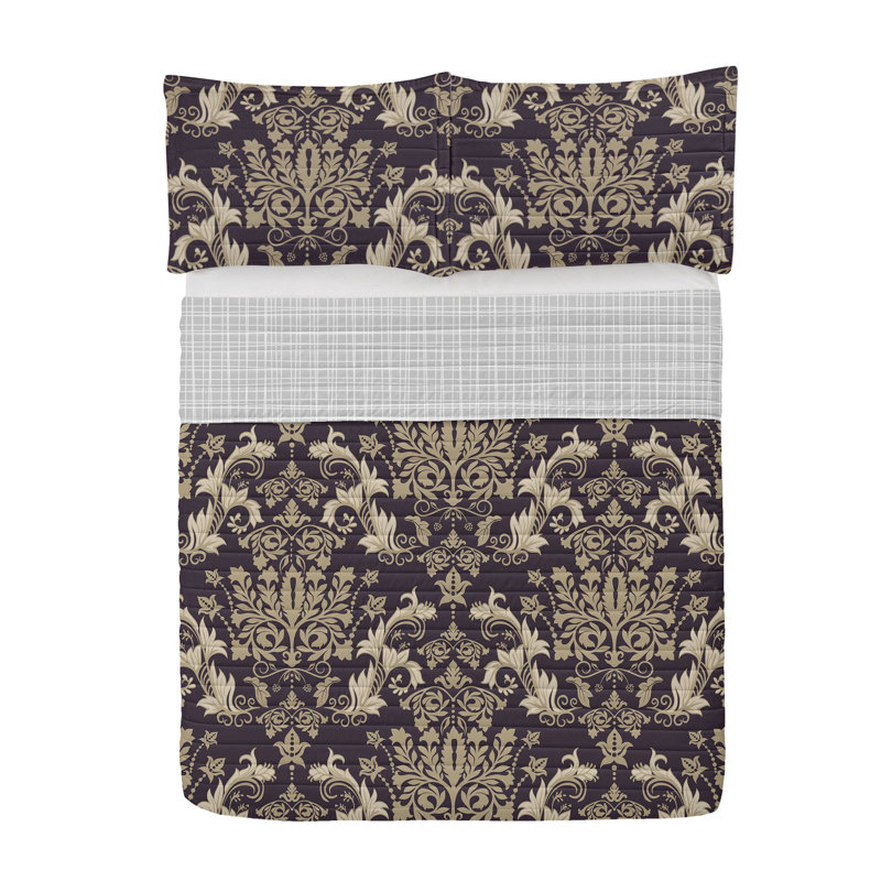 Seal Brown Queen Reversible Microfiber Bedspread Set