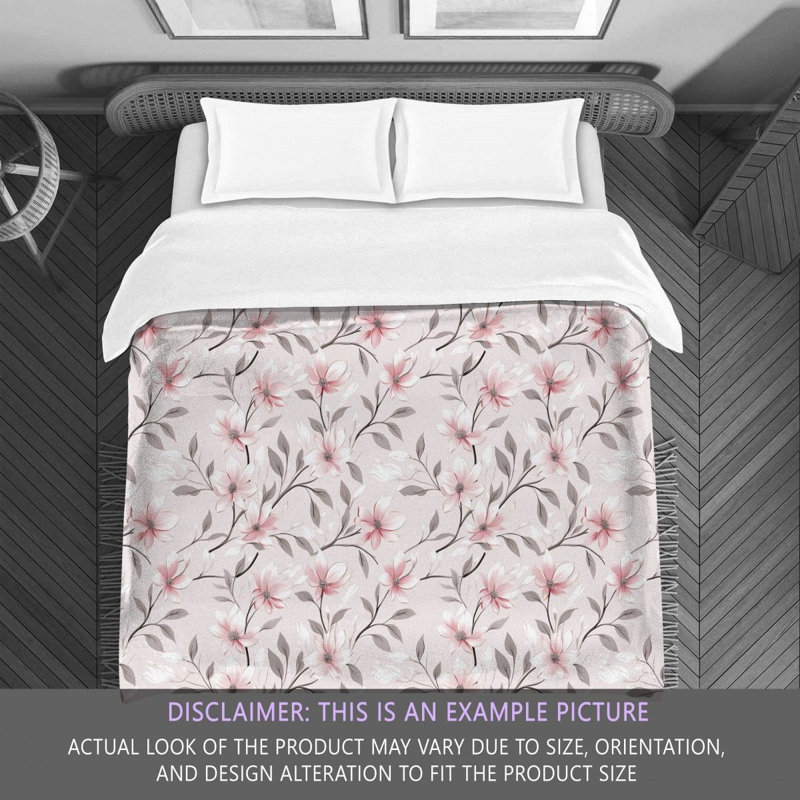Polyester Floral Comforter, King Comforter, Pink/Silver