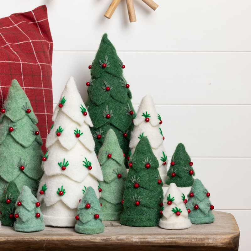 Ensemble de 12 décorations en forme de sapin de Noël multicolore en mousse 12 pièces