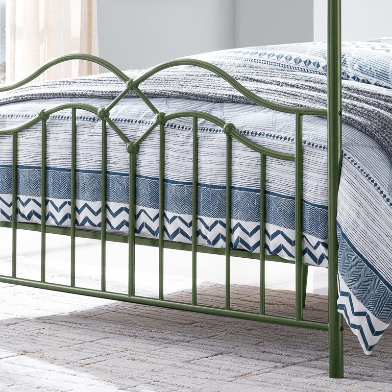 Élégant cadre de lit à baldaquin en métal vert pour ajouter élégance et durabilité à votre chambre à coucher, Vert antique