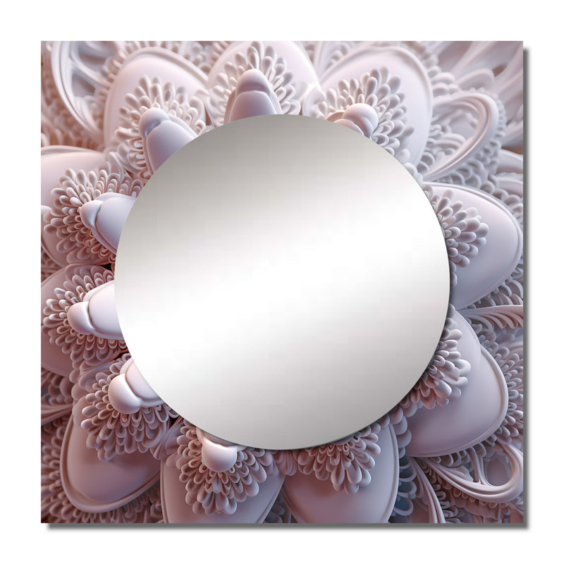 Art abstrait en miroir de lotus rose clair II, 29 po x 29 po