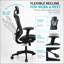 Chaise de bureau ergonomique avec dossier haut en maille, soutien lombaire réglable, appui-tête et accoudoirs pour une utilisation confortable à la maison ou en jeu.