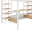 Lit mezzanine double avec escalier, structure de lit mezzanine en métal avec table de rangement basse et tablettes-2539921