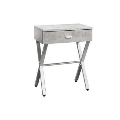 Accent Table, Side, End, Nightstand, Lamp, Storage Drawer, Living Room, Bedroom, Brown Laminate, Chrome Metal, Contemporary, Modern
