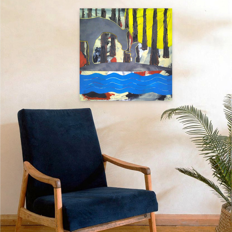 Forest Horse And Child Modern Abstract Contemporary Horse Forest Landscape Wall Art Print 1 Piece Wrapped Canvas Wall Art