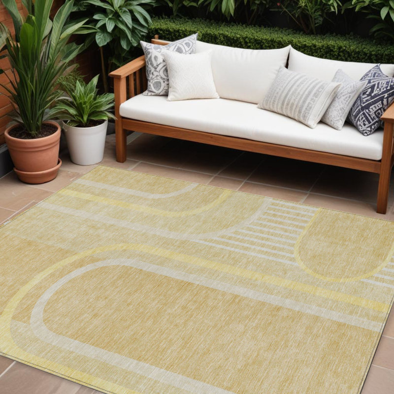 Tapis extérieur lavable antidérapant 9 pi x 12 pi beige