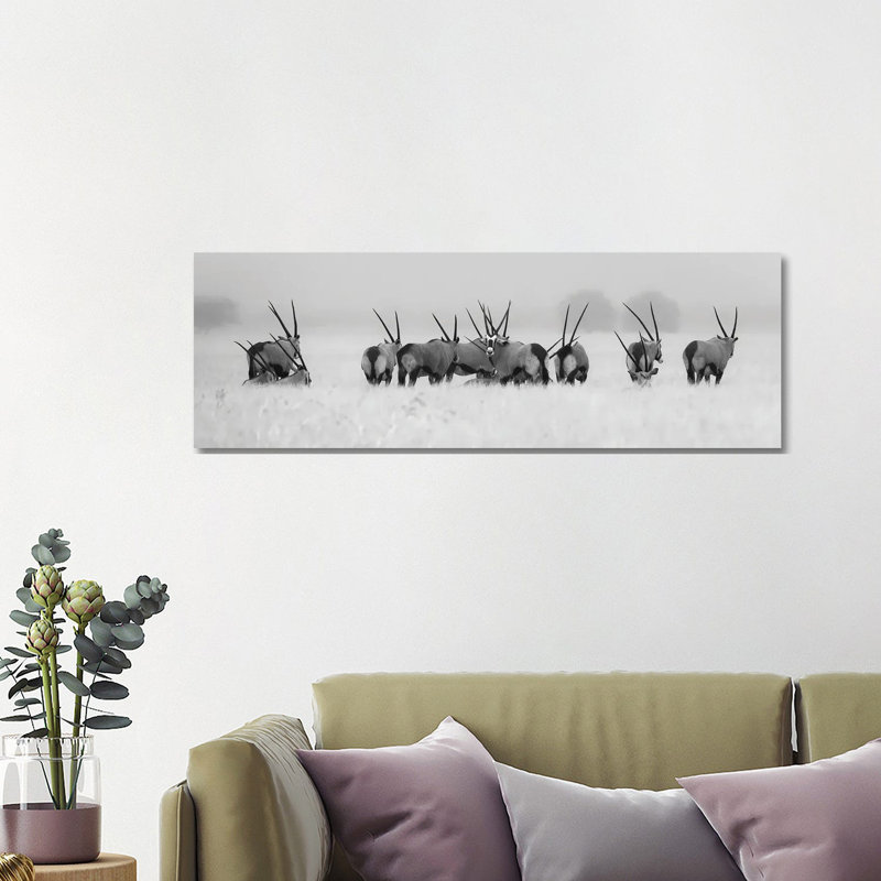 Oryx In The Rain by Kirill Trubitsyn - Wrapped Canvas Panoramic Print