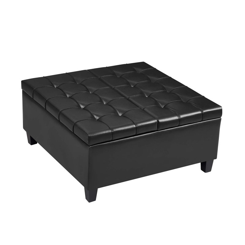 Table basse polyvalente en similicuir avec grand compartiment de rangement