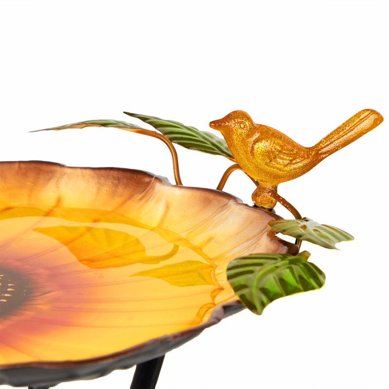 29"H Metal Sunflower Birdbath with Stand