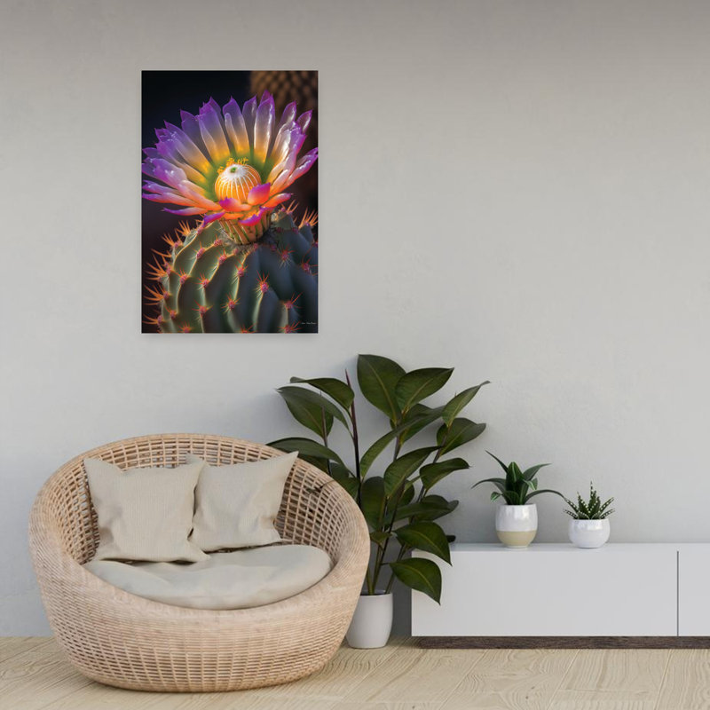 Cactus jardin III abstrait contemporain cactus paysage art naturel, H 24 po x l 16 po