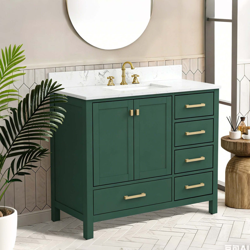 Solid Wood Bathroom Vanity with Basin and Freestanding Storage