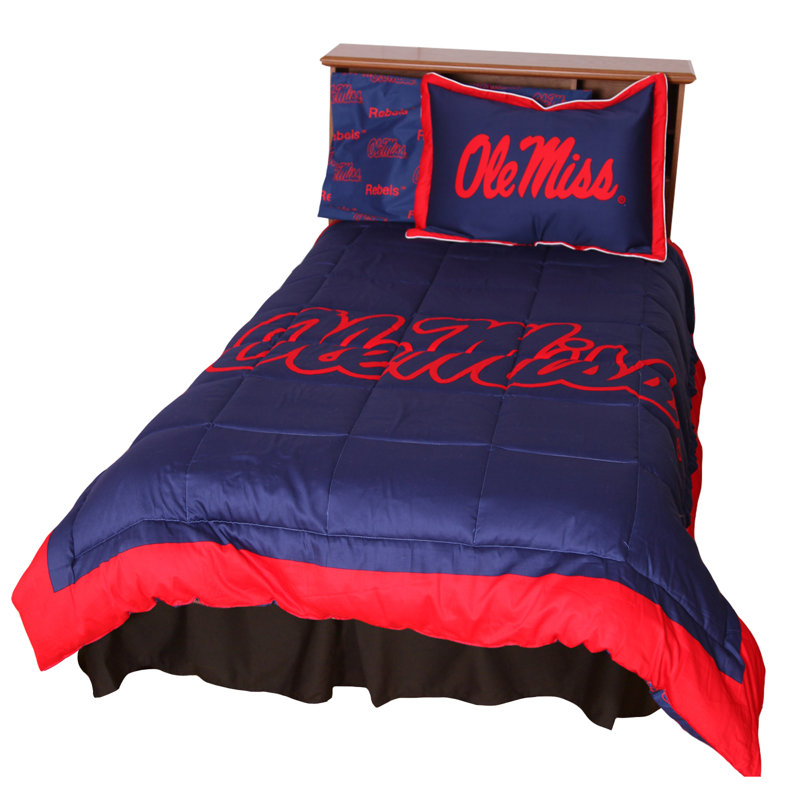 NCAA Sateen Comforter, Full Comforter + 2 Standard Shams, Ole Miss