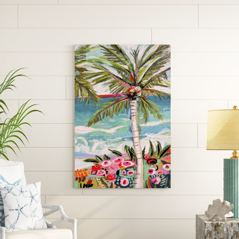 " Palm Tree Wimsy II " by Karen Fields, 48" H x 32" W, Frameless Print, No Frame