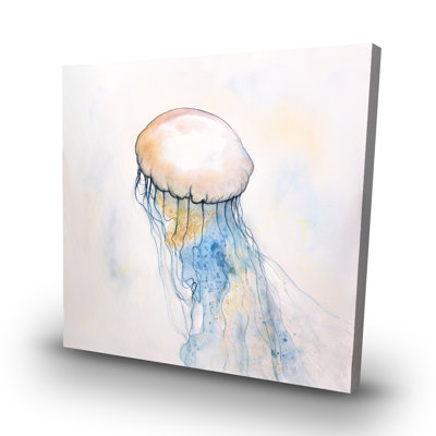 Watercolor jellyfish - 32"x32" art on canvas