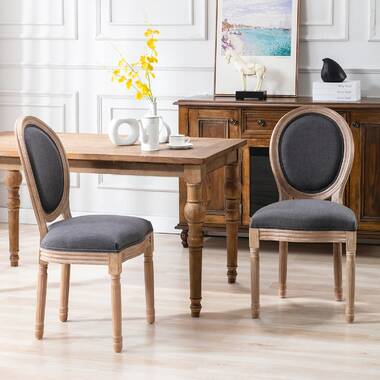 Caille Linen King Louis Back Dining Chairs in Beige