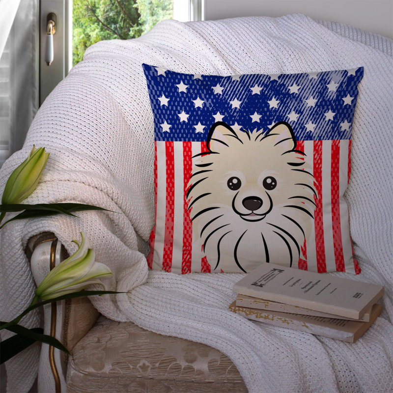  Coussin 14 "American Flag, 14 po x 14 po, Loulou de Poméranie