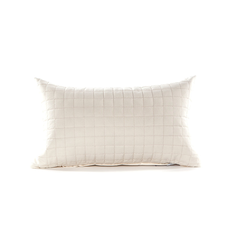 Coussin et housse de coussin rectangulaire allongé à carreaux, Ivoire