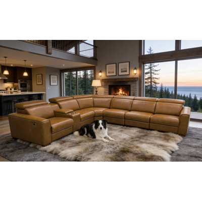 Canapé modulaire inclinable en cuir Bluffledale