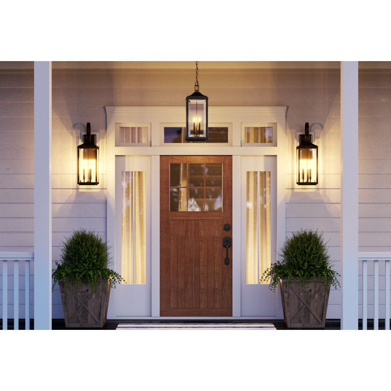 Crawley 3-Light Aluminum Outdoor Wall Lantern with Beveled Glass, Antique Bronze