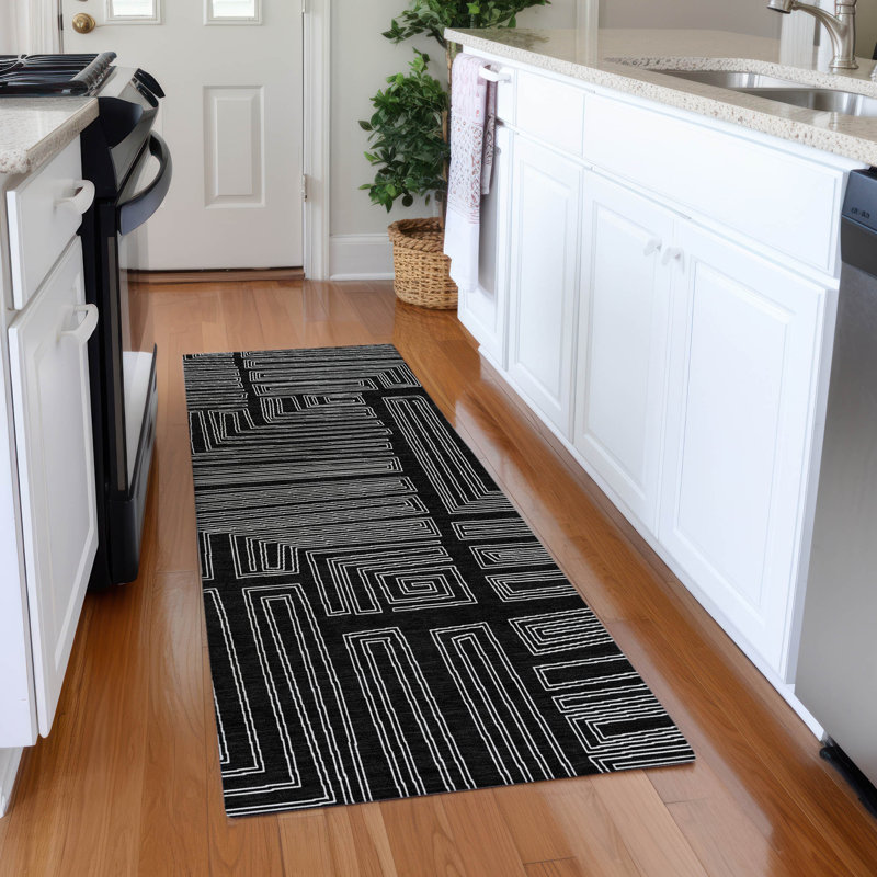 Premium Machine Washable Harrietstown AMF1045 Geometric Rug, Runner 2'3" x 7'6"