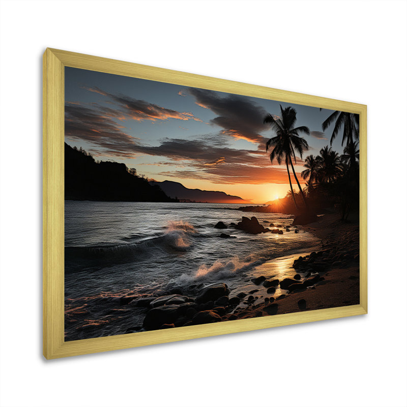 Beach Tropical Escape III - Imprimé, Cadre doré à une seule photo, H 12 po x l 20 po x P 1 po