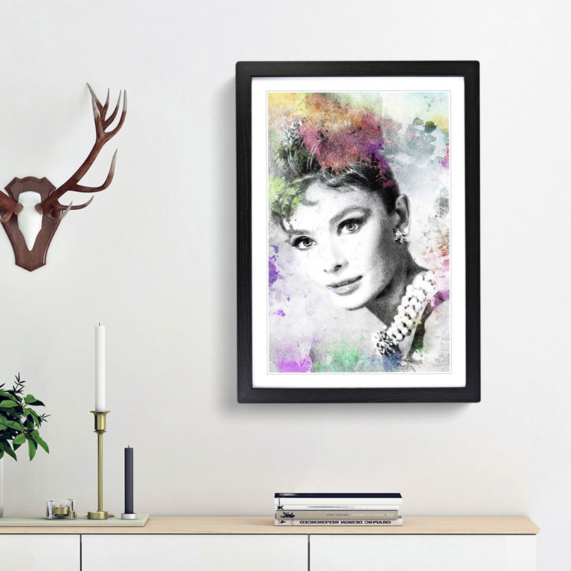 Audrey Hepburn Abstract Art - Single Picture Frame Painting, Black Framed, 45cm H x 33cm W x 2cm D