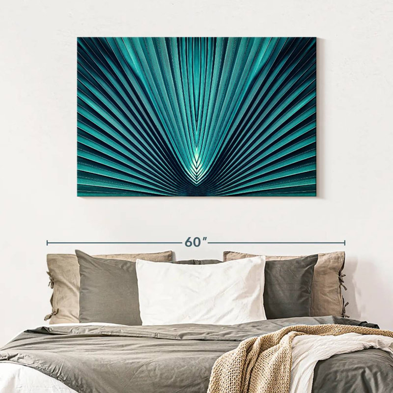 Harnek Abstract Blue Palm, 32" H x 48" W