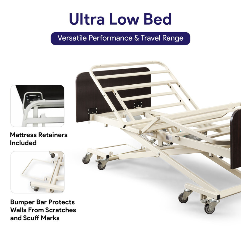 Mahogany Adjustable Full Electric Hospital Bed with Safety Rails
