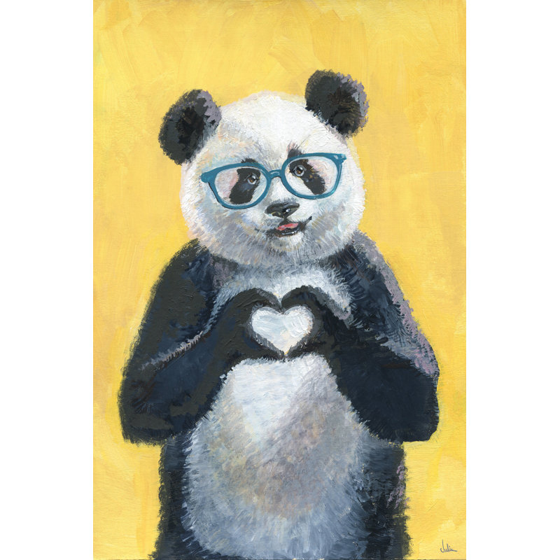 «I Heart Panda» par Alexys, reproduction sur toile tendue, H 60 po x l 40po x P 1,5 po