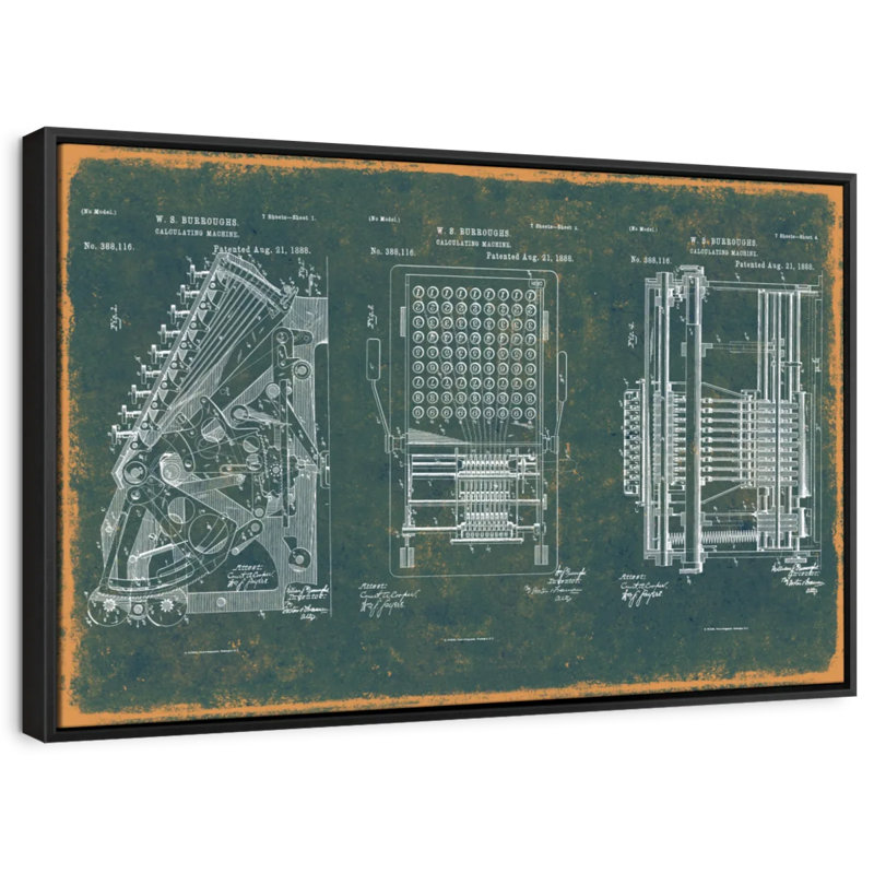 Impression sur toile bleu sarcelle calculatrice, H 9 po x l 13 po
