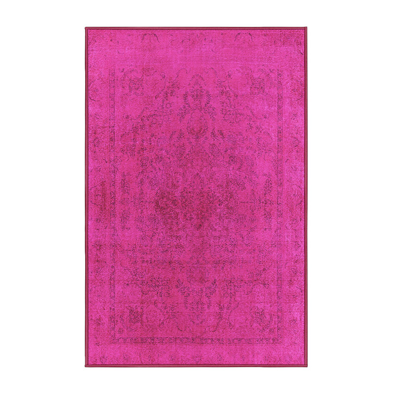 Tapis rose Mid-Century moderne 2250, Rectangle 3 pi x 5 pi
