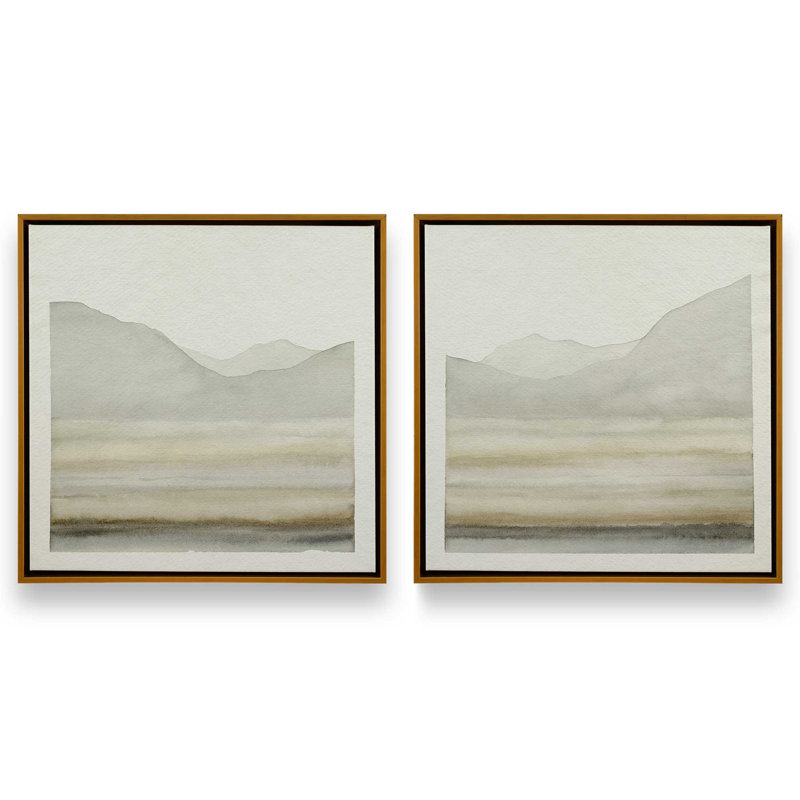 Whispering Ridge Silhouette Set of 2 Canvas Prints in a Black Frame, 32" x 32", Or poli, H 13 po x l 26 po