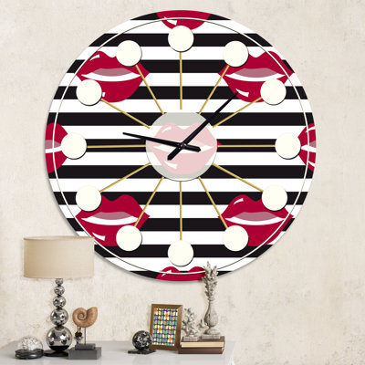 Horloge murale rouge Mid-Century