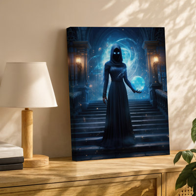 Reproduction d'art sur toile, "Une silhouette mystérieuse recouverte d'une robe noire"