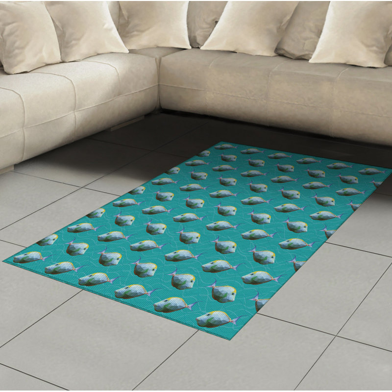 Teal High Density Long Fiber Poly Threads Decorative Area Rug Carpet, Rectangle 4' x 5'8"