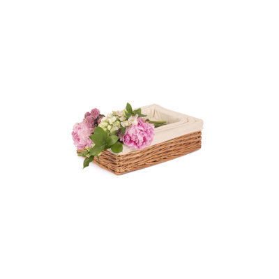 Domenic Wicker Lined Storage Tray Set