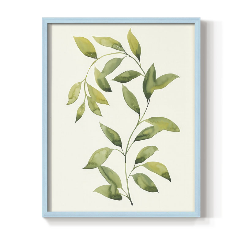 Wilted Vine II, reproduction encadrée - bois massif, H 11 po x l 9 po, Bleu