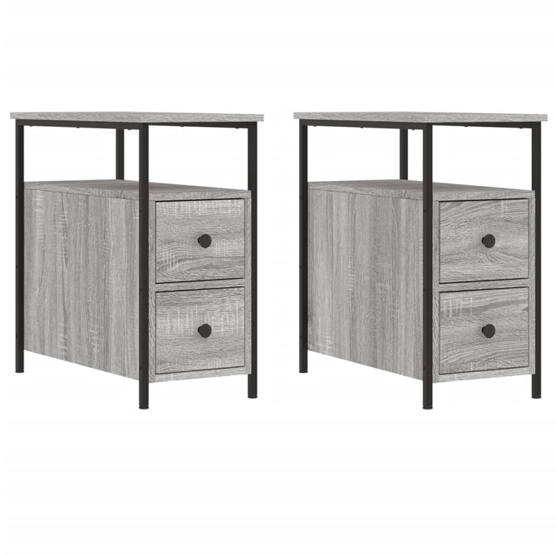 Nedlands 30cm W Manufactured Wood Bedside Table, Grey Sonoma
