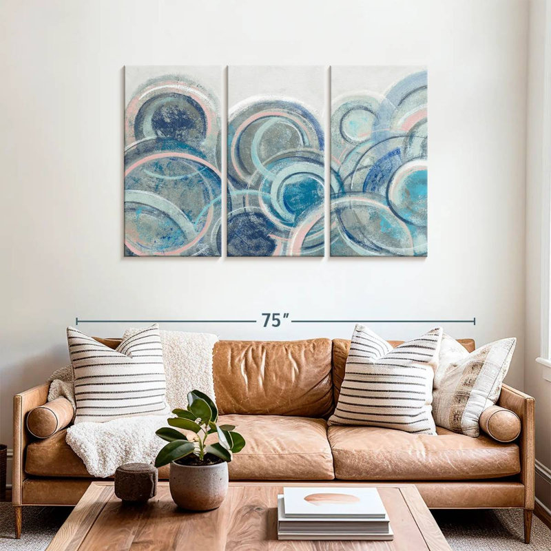 Avery Variation Blue Grey Pink, 36" H x 57" W