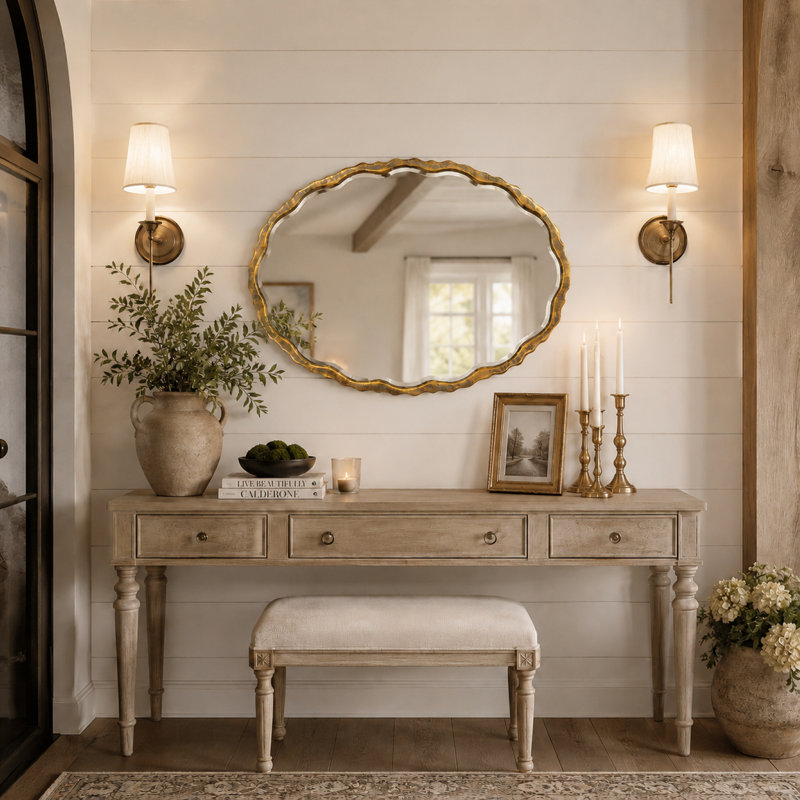 Mushi Scalloped Metal Beveled Wall Mirror