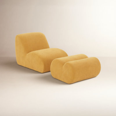 Sal Pine Slipper Chair with Ottoman
